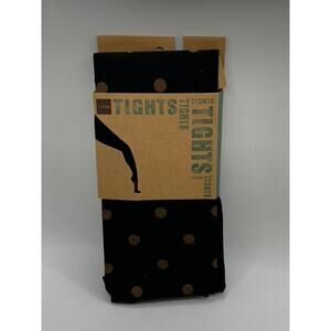 LOOK FOOTWEAR Women's Black-Brown Polka Dot Knit Pull-On Tights SZ OS